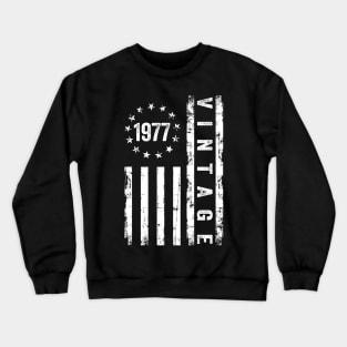 47 Years Old Gifts Vintage 1977 American Flag 47th Birthday Crewneck Sweatshirt
